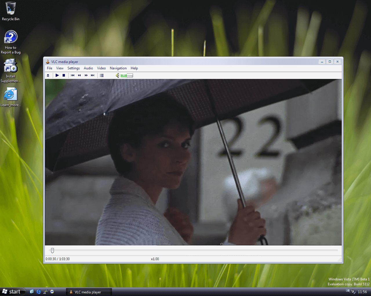 VLC playing movie scene on Windows Vista